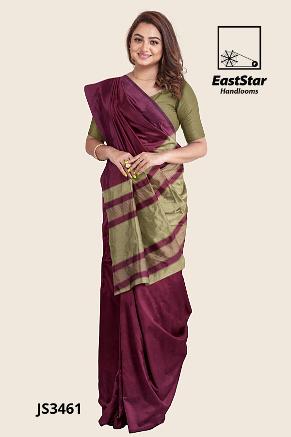 Maroon Wine Handloom Silk Saree JS3461 Maroon Wine Handloom Silk Saree JS3461