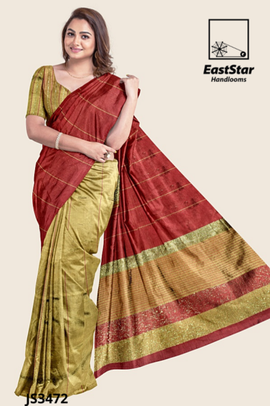 Maroon Gold Handloom Silk Saree JS3472