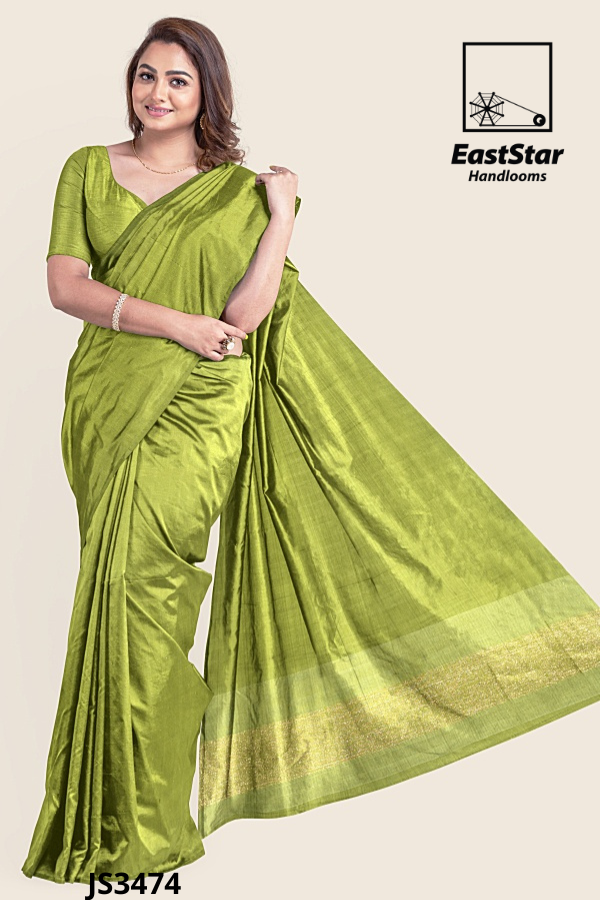 Olive Green Handloom Silk Saree JS3474 Olive Green Handloom Silk Saree JS3474