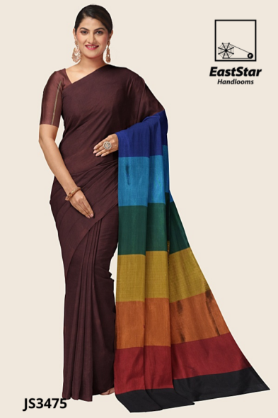 Brown Handloom Silk Saree JS3475