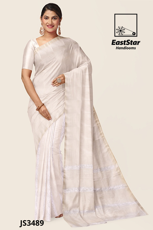 Ivory Handloom Silk Saree JS3489 Ivory Handloom Silk Saree JS3489