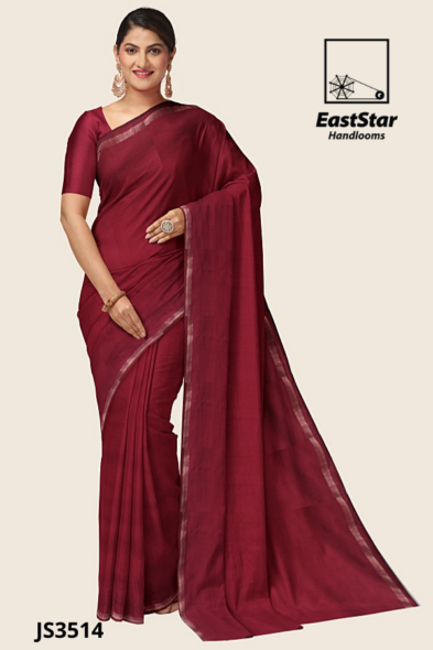 Maroon Handloom Cotton Saree JS3514