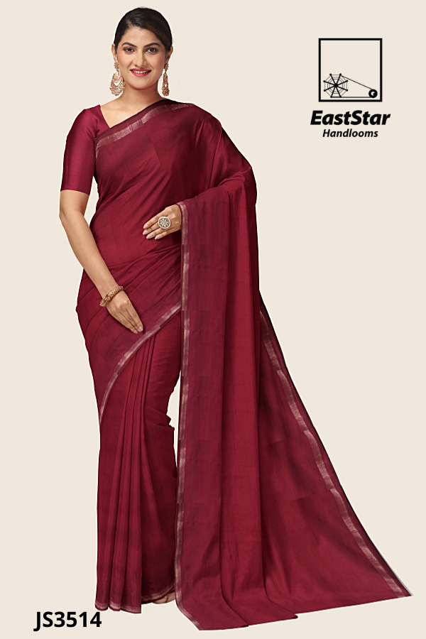 Maroon Handloom Cotton Saree JS3514 Maroon Handloom Cotton Saree JS3514