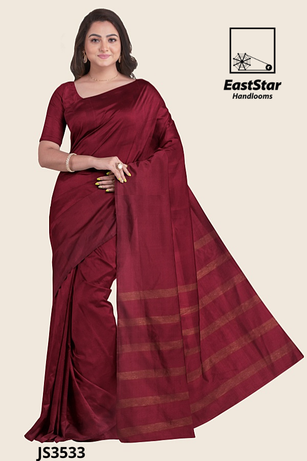 Deep Maroon Handloom Silk Saree JS3533 Deep Maroon Handloom Silk Saree JS3533