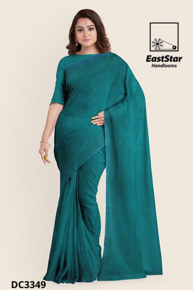 Teal Handloom Cotton Saree DC3349