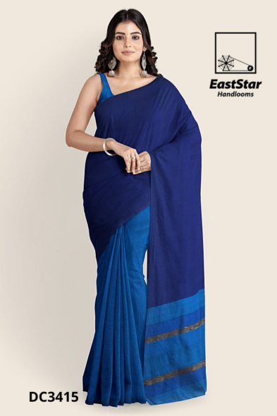Blue Handloom Cotton Saree DC3415 Blue Handloom Cotton Saree DC3415