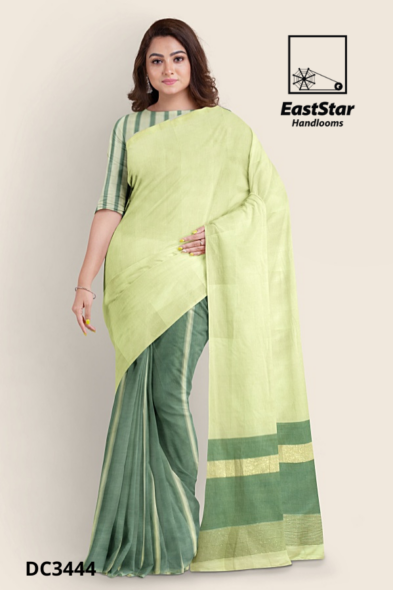 Green Handloom Cotton Saree DC3444