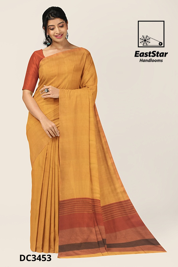 Mustard Yellow Handloom Cotton Saree DC3453 Mustard Yellow Handloom Cotton Saree DC3453
