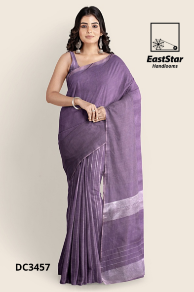 Lavender Purple Handloom Cotton Saree DC3457