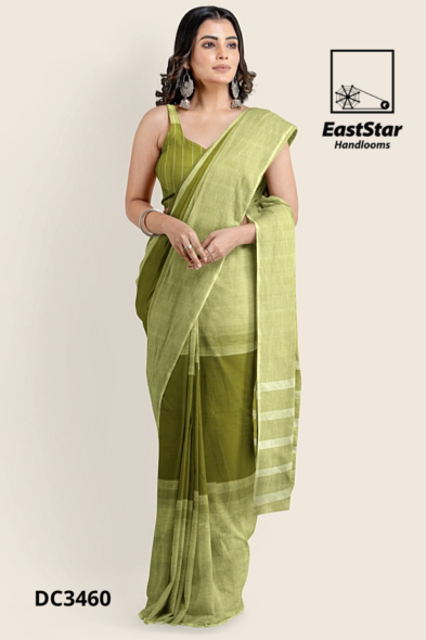 Leaf Green Handloom Cotton Saree DC3460