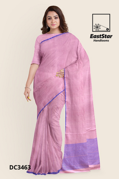 Pastel Pink Handloom Cotton Saree DC3463