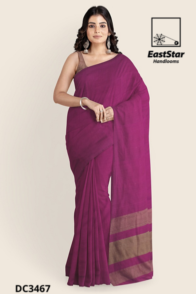 Magenta Handloom Cotton Saree DC3467