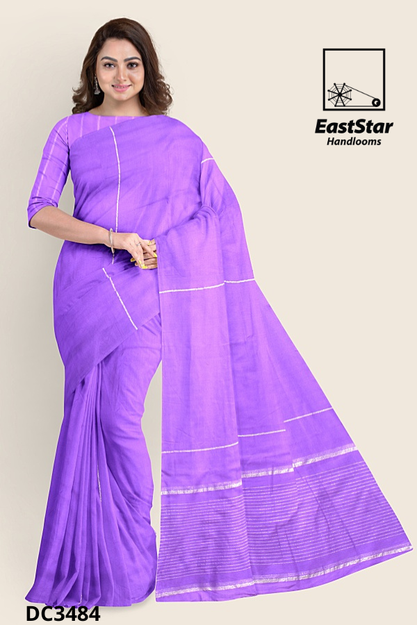 Lavender Solid Handloom Cotton Saree DC3484 Lavender Solid Handloom Cotton Saree DC3484