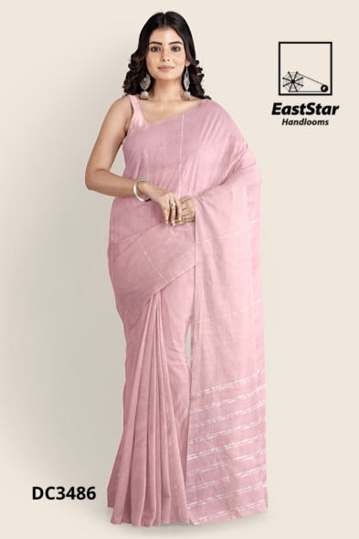 Blush Pink Handloom Cotton Saree DC3486