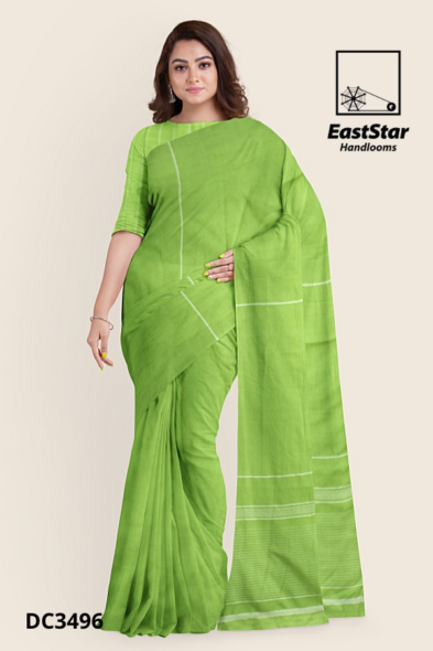 Lime Green Handloom Cotton Saree DC3496 Lime Green Handloom Cotton Saree DC3496