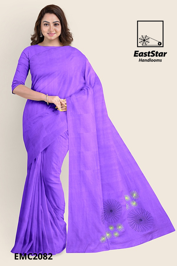 Bright Purple Handloom Embroidery Cotton Saree EMC2082 Bright Purple Handloom Embroidery Cotton Saree EMC2082