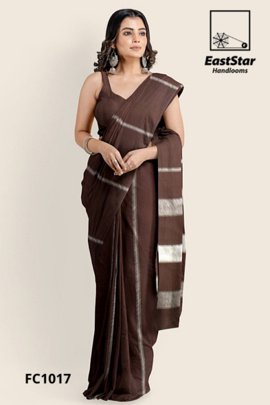 Deep Brown Handloom Cotton Saree FC1017
