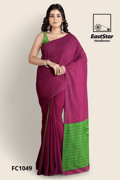 Magenta Handloom Cotton Saree FC1049