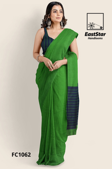Green Handloom Cotton Saree FC1062