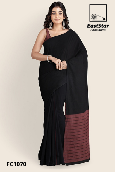 Black Handloom Cotton Saree FC1070