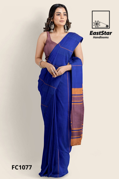 Blue Handloom Cotton Saree FC1077