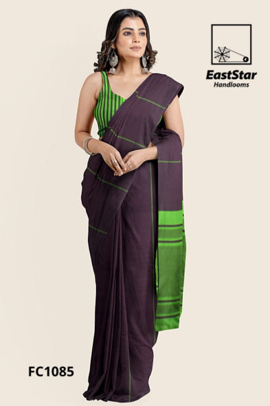 Plum Purple Handloom Cotton Saree FC1085