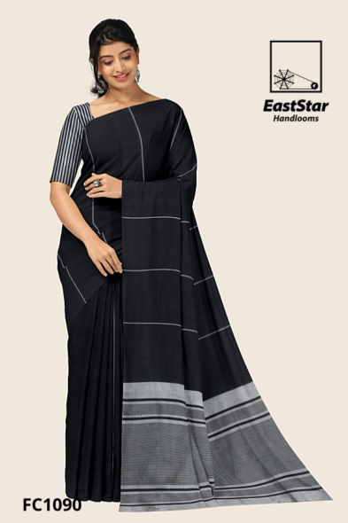 Black Handloom Cotton Saree FC1090 Black Handloom Cotton Saree FC1090
