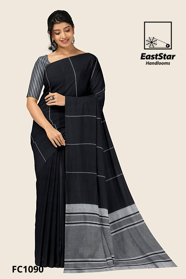 Black Handloom Cotton Saree FC1090 Black Handloom Cotton Saree FC1090