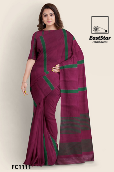 Deep Plum Handloom Cotton Saree FC1111