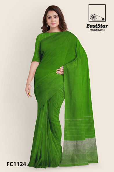 Green Handloom Cotton Saree FC1124