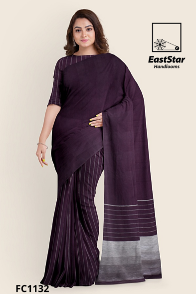 Deep Plum Handloom Cotton Saree FC1132