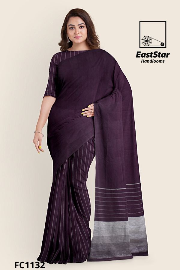 Deep Plum Handloom Cotton Saree FC1132 Deep Plum Handloom Cotton Saree FC1132