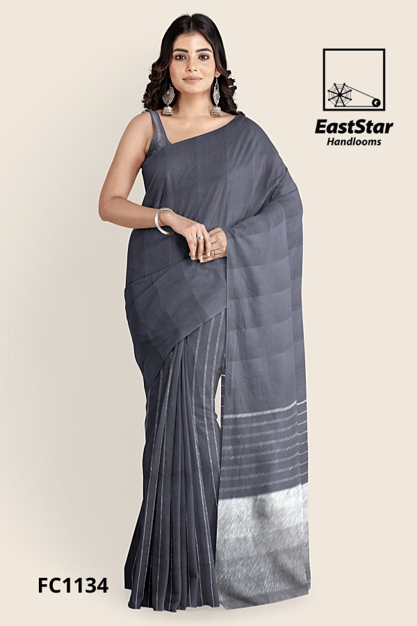 Charcoal Grey Handloom Cotton Saree FC1134 Charcoal Grey Handloom Cotton Saree FC1134