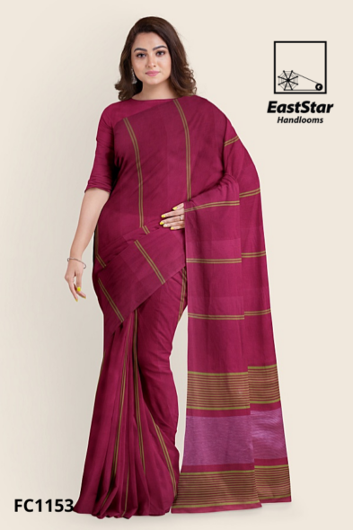 Deep Magenta Handloom Cotton Saree FC1153