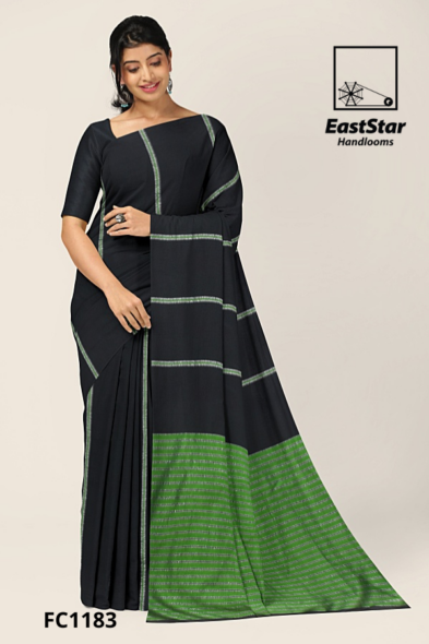 Black Handloom Cotton Saree FC1183