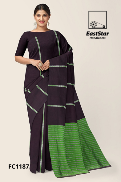 Plum Handloom Cotton Saree FC1187