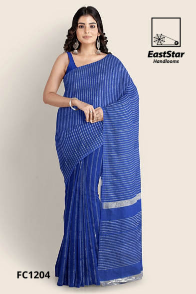Royal Blue Handloom Cotton Saree FC1204