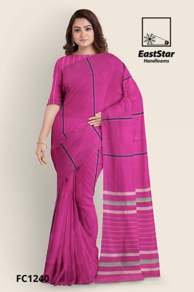 Magenta Handloom Cotton Saree FC1240