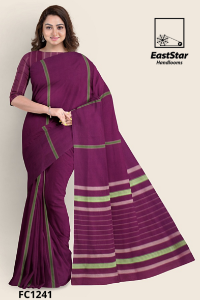 Plum Purple Handloom Cotton Saree FC1241