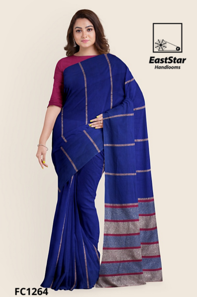 Royal Blue Handloom Cotton Saree FC1264
