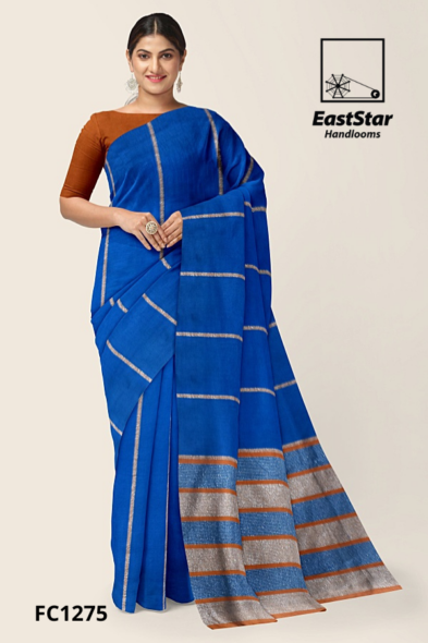 Royal Blue Handloom Cotton Saree FC1275