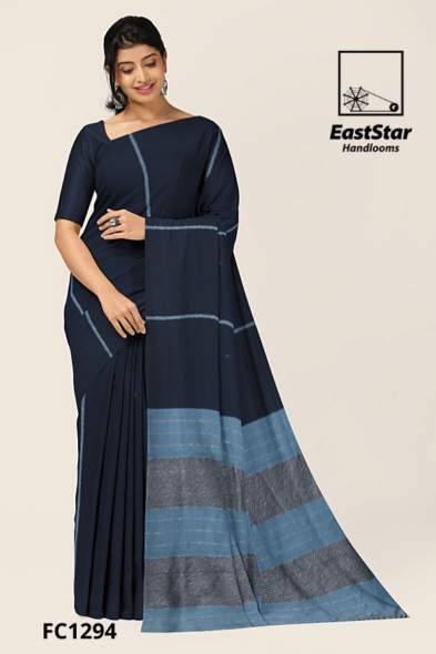 Black Handloom Cotton Saree FC1294