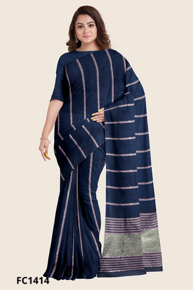 Navy Blue Handloom Cotton Saree FC1414
