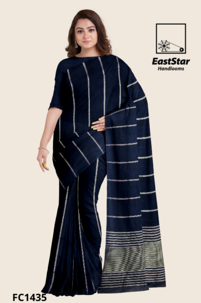 Navy Blue Handloom Cotton Saree FC1435 Navy Blue Handloom Cotton Saree FC1435