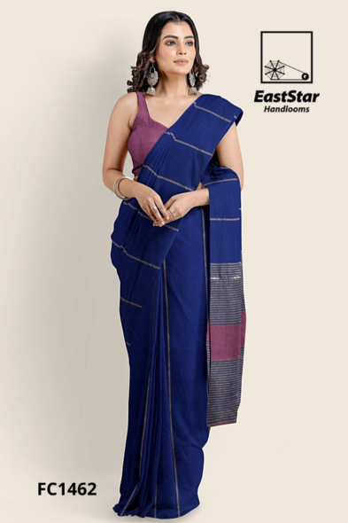 Deep Blue Handloom Cotton Saree FC1462