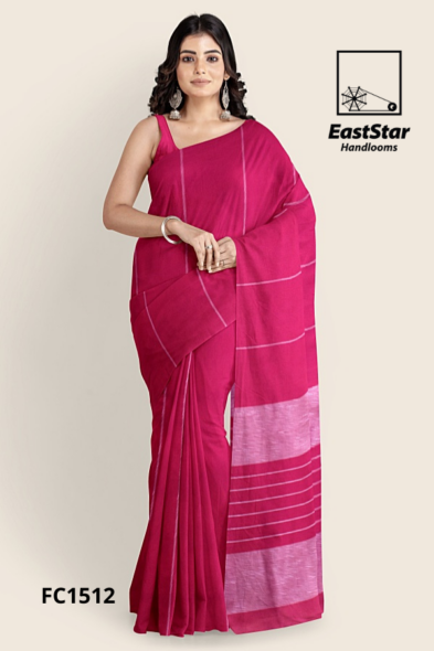 Magenta Pink Handloom Cotton Saree FC1512
