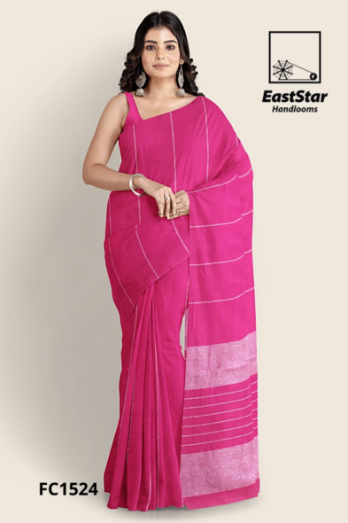 Fuchsia Pink Handloom Cotton Saree FC1524