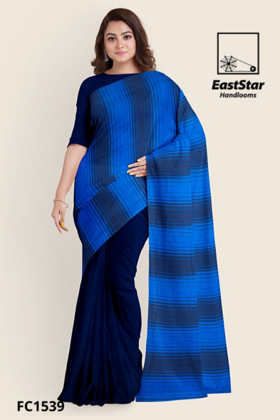 Navy Blue Cobalt Blue Handloom Cotton Saree FC1539 Navy Blue Cobalt Blue Handloom Cotton Saree FC1539