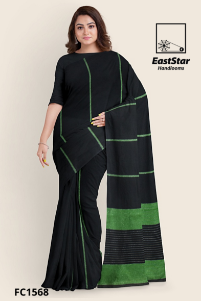 Black Handloom Cotton Saree FC1568