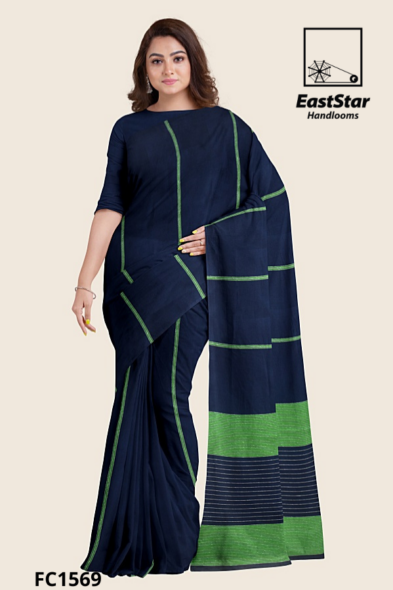 Navy Blue Handloom Cotton Saree FC1569